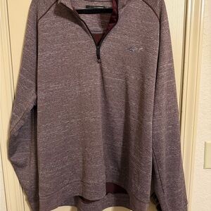 Greg Norman Men's Quarter-Zip Marled Burgundy Sweater